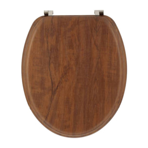 Well home asiento de inodoro mdf con tapa y bisagras de acero inoxidable color madera 37,5x5,5x45cm