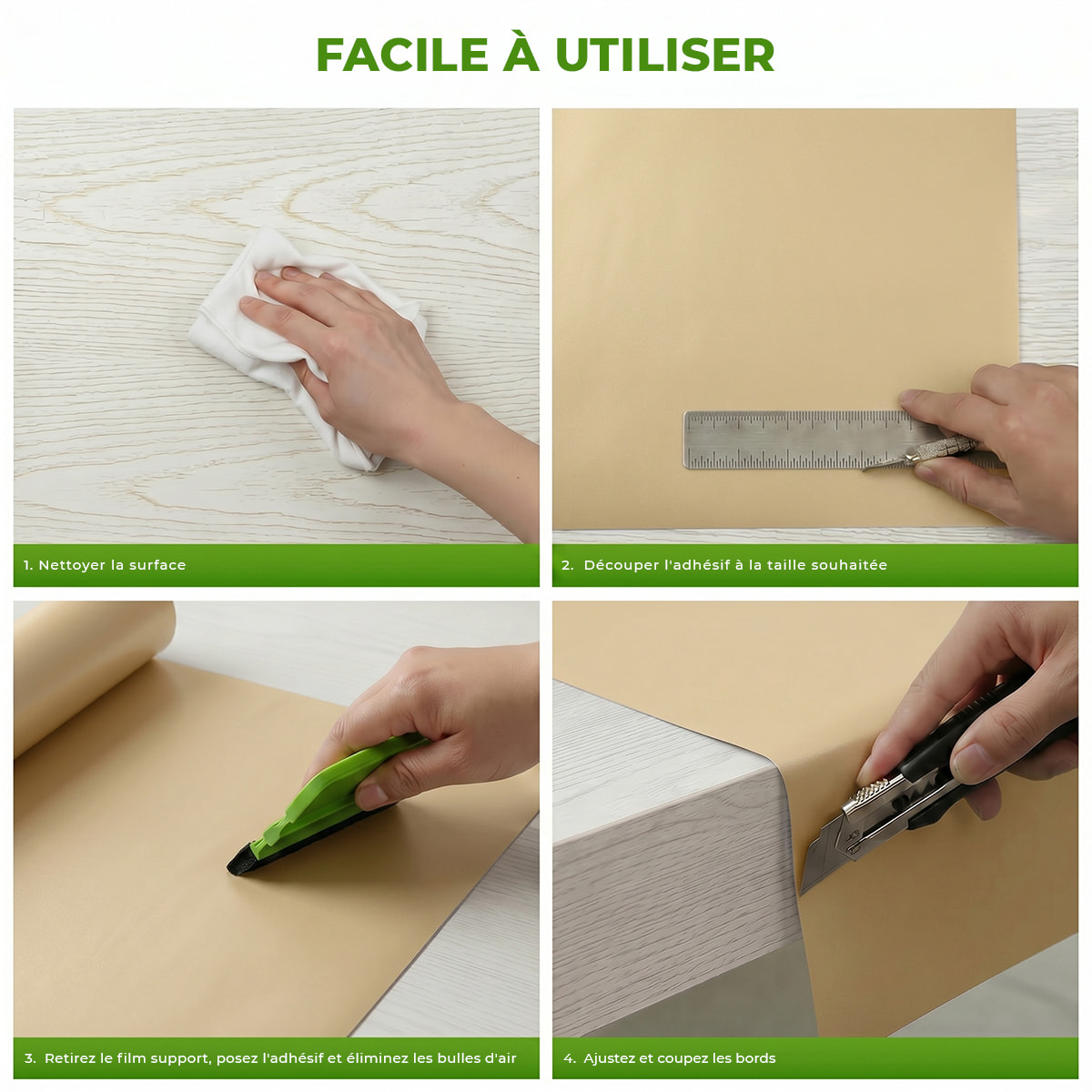 Rouleau adhésif décoratif Vinyle au Mètre - Sable - Sticker Lavable Imperméable Mur Cuisine Meubles