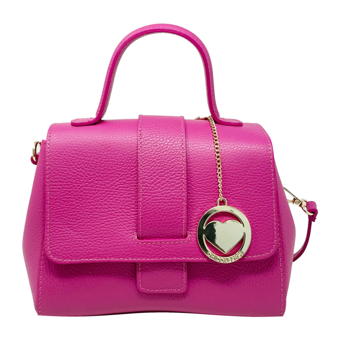 Chicca Borse - Borsa a Mano Donna in Vera Pelle - Colore Fucsia