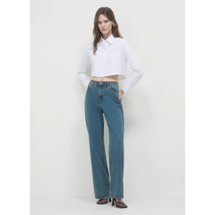 Camicia crop tinta unita