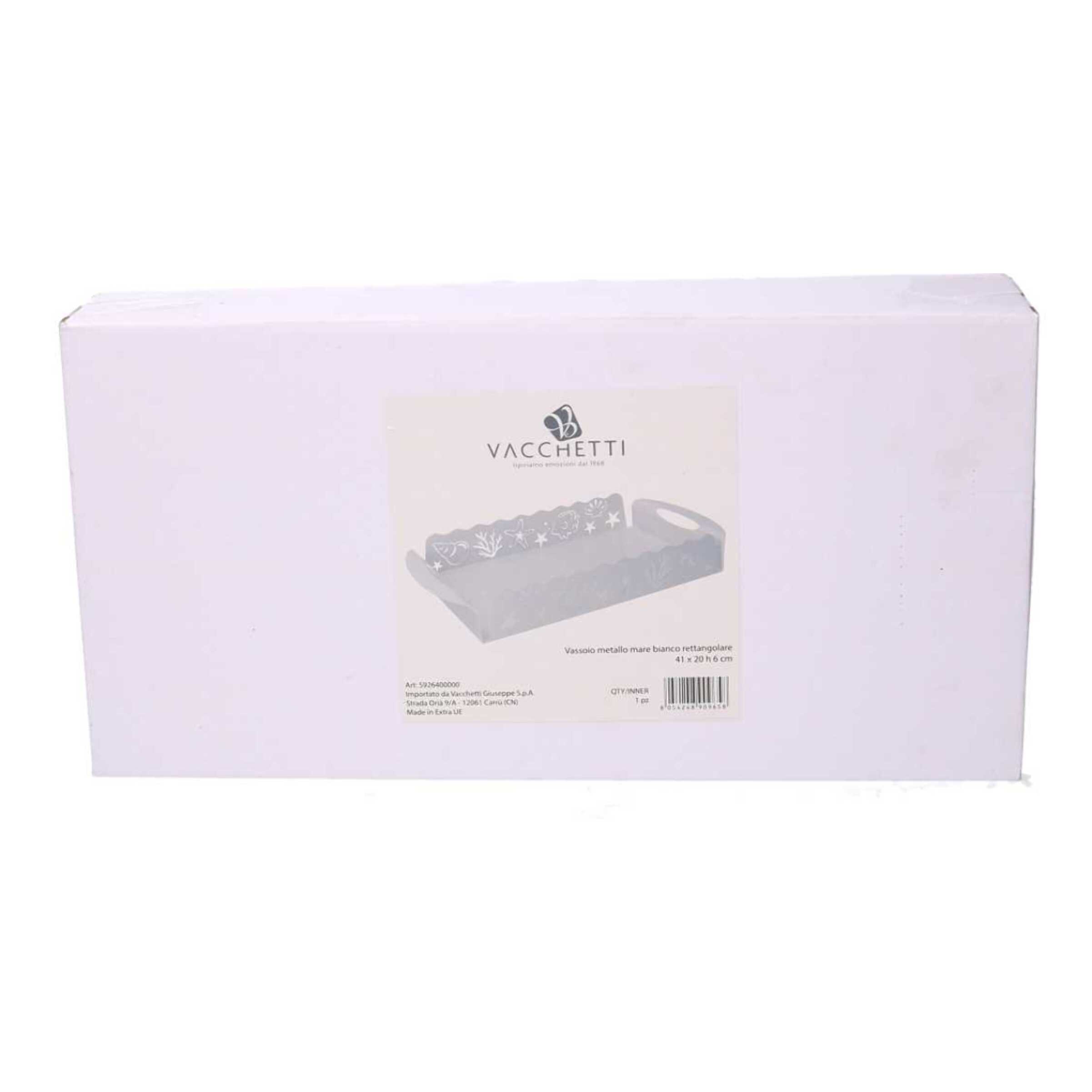 Vassoio in metallo mare bianco rettangolare cm41x20h6