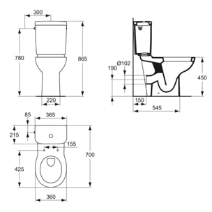 WC à poser PMR sortie horizontale PORCHER Matura 2