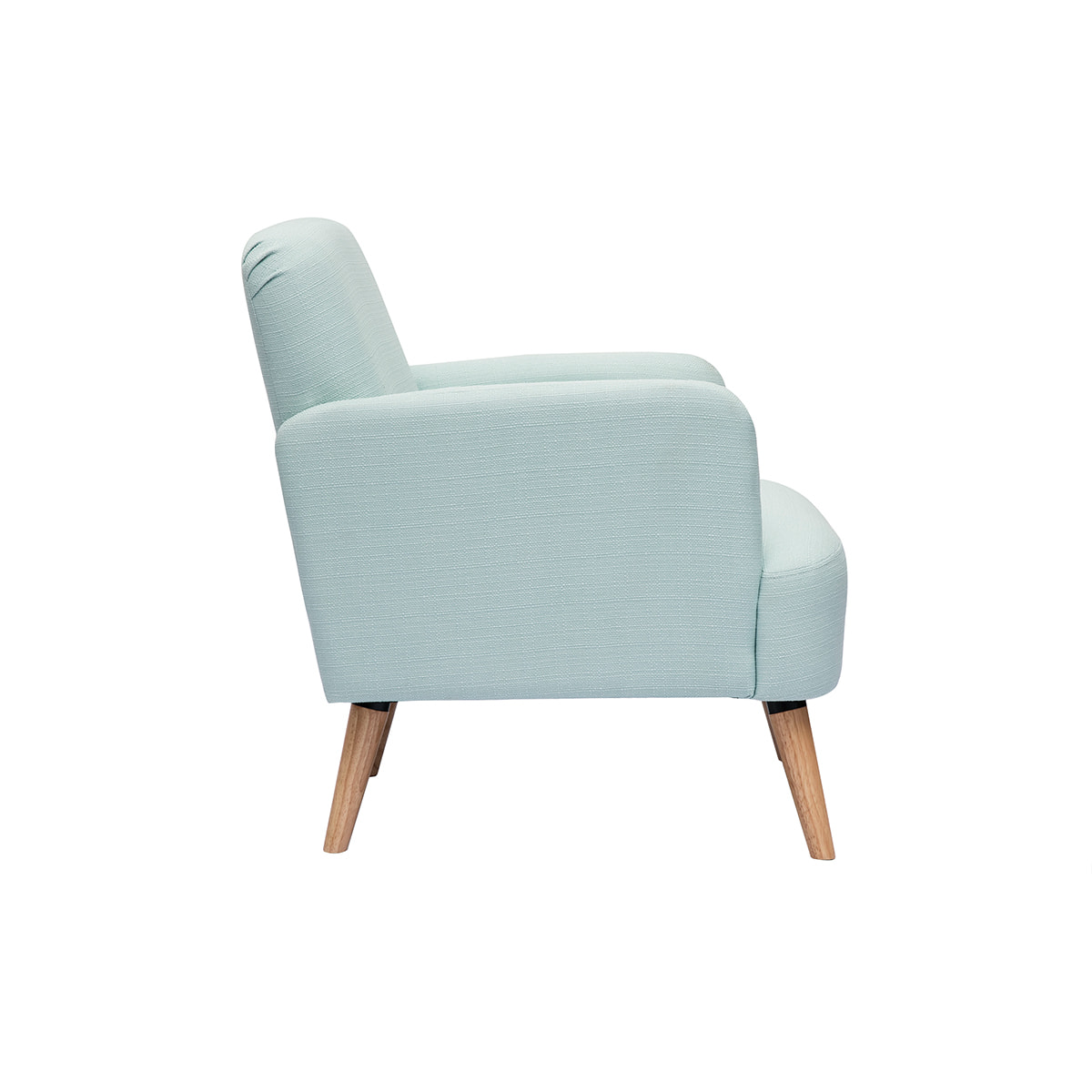 Fauteuil scandinave en tissu menthe à l'eau et bois clair ISKO