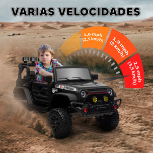 Coche Eléctrico para Niños de +3 Años Carro Eléctrico Infantil Todoterreno de Batería 12V con Mando a Distancia Ruedas Amortiguadas Faros LED Bocina Música Negro