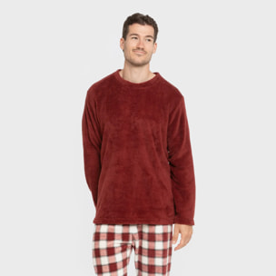 Pijama coral hombre Cuadro Gustavo Burdeos
