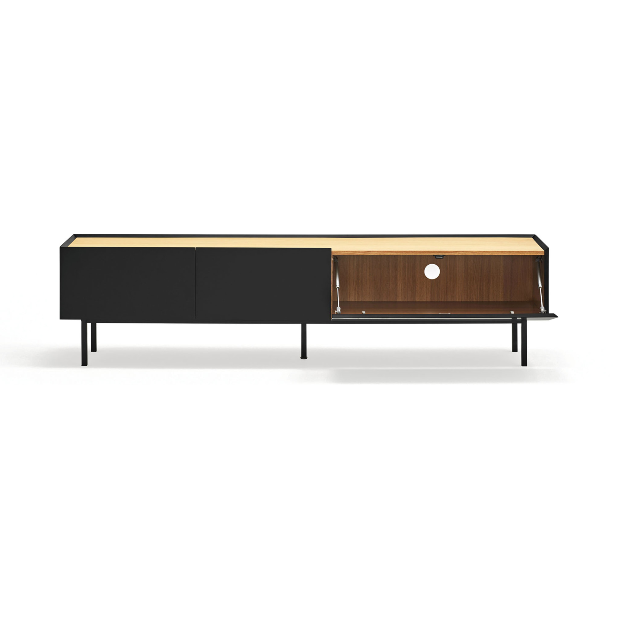 Mueble de televisión Arista con 2 cajones y 1 puerta abatible negro