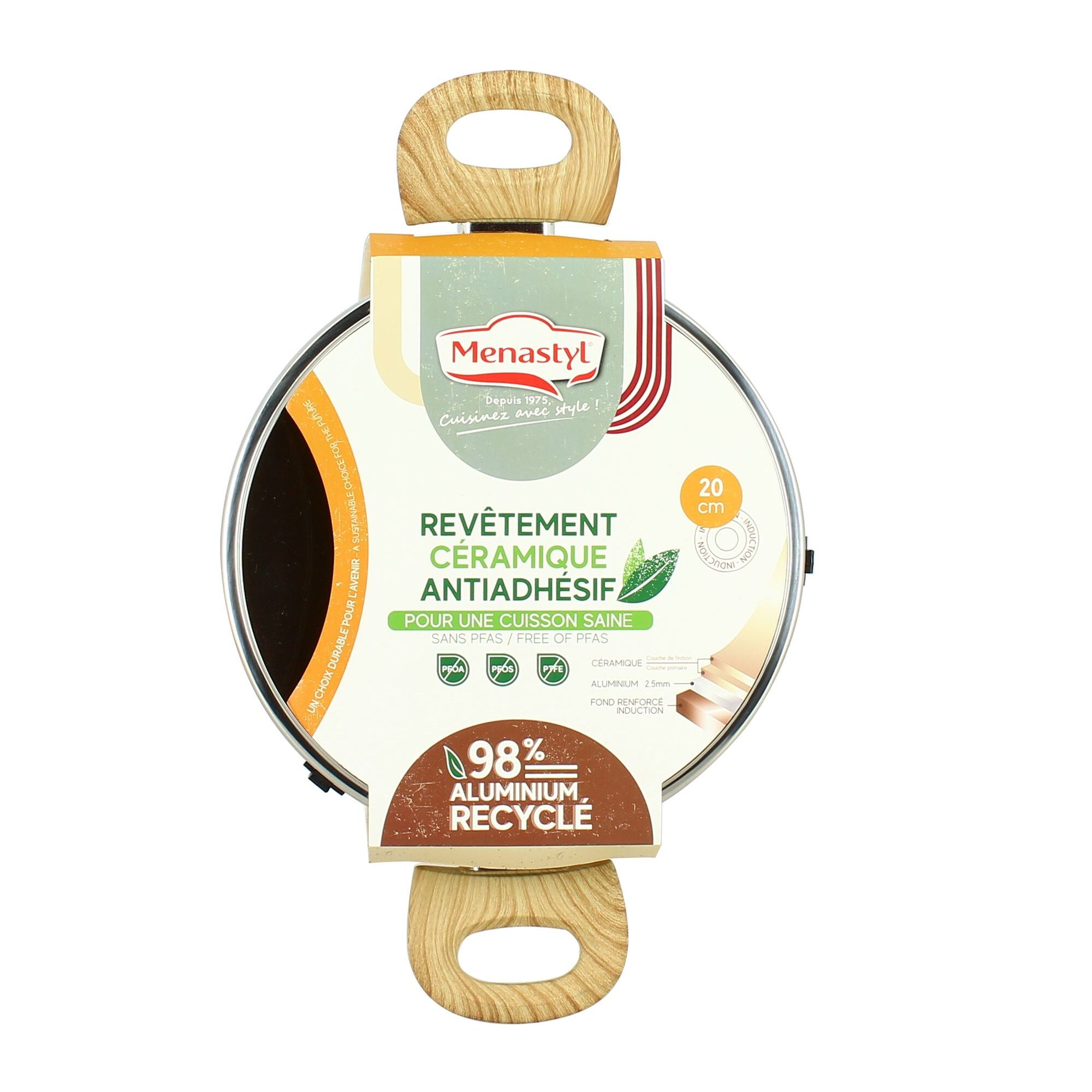 Faitout 20cm avec revêtement céramique jaune - tous feux COLORAMA