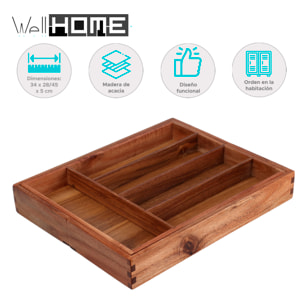Bandeja para cubiertos de madera de acacia extensible organizador elegante y funcional