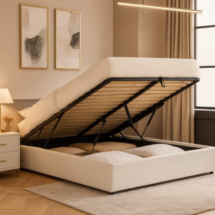 Lit coffre Futura | Ouverture électrique avec télécommande | Espace de stockage jusqu'à 900 L | Simili Cuir | Blanc
