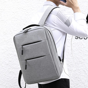 DAM Mochila para Laptop con interfaz de carga USB. 28x12x42 Cm. Color: Gris