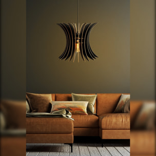 Lámpara de techo, mdf, negro, colección Covadonga, 35x35x65, casquillo E 27 Max 45 - 60