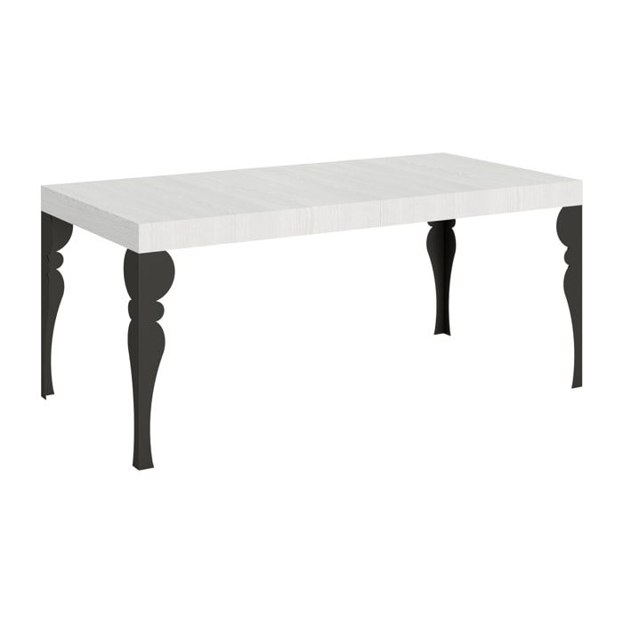 Table extensible 90x200/460 cm Paxon Frêne Blanc cadre Anthracite