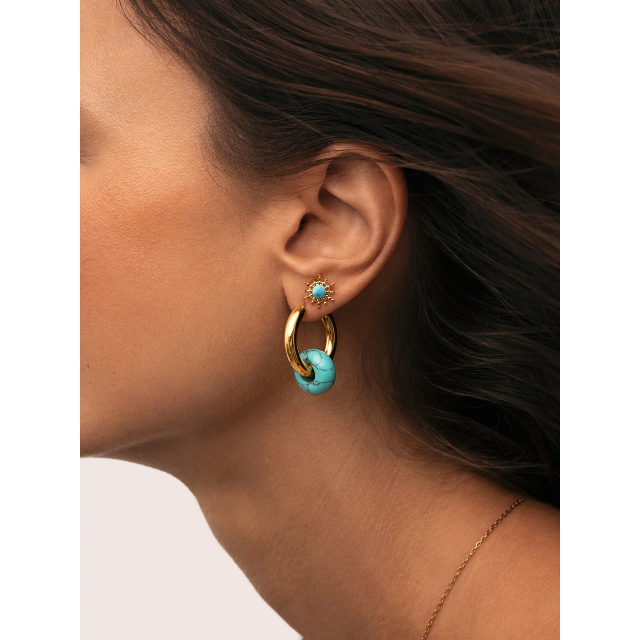 Pendiente Suelto Solea Acero Baño Oro