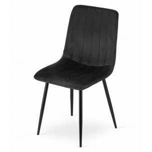Sedia LAVA in velluto nero con gambe in metallo