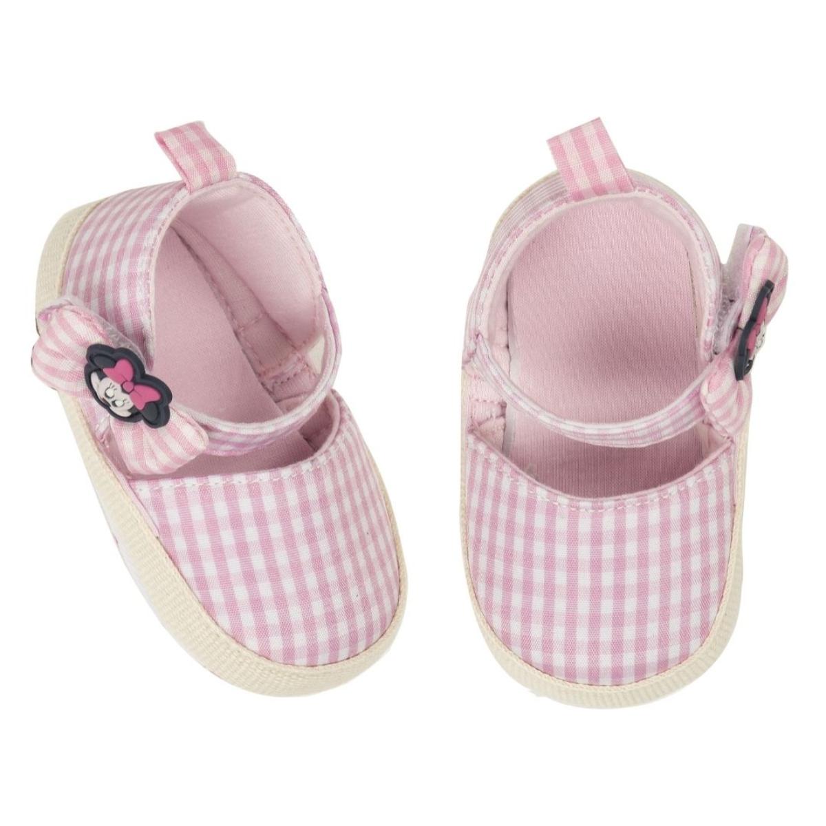 Scarpina Neonata Minnie in Tela Vichy Ellepi Lei Disney Rosa