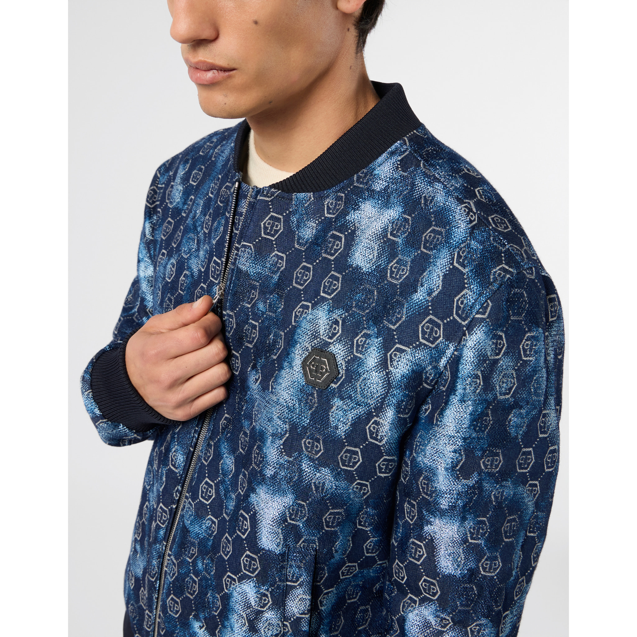 PHILIPP PLEIN Jacquard Denim Bomber Monogram