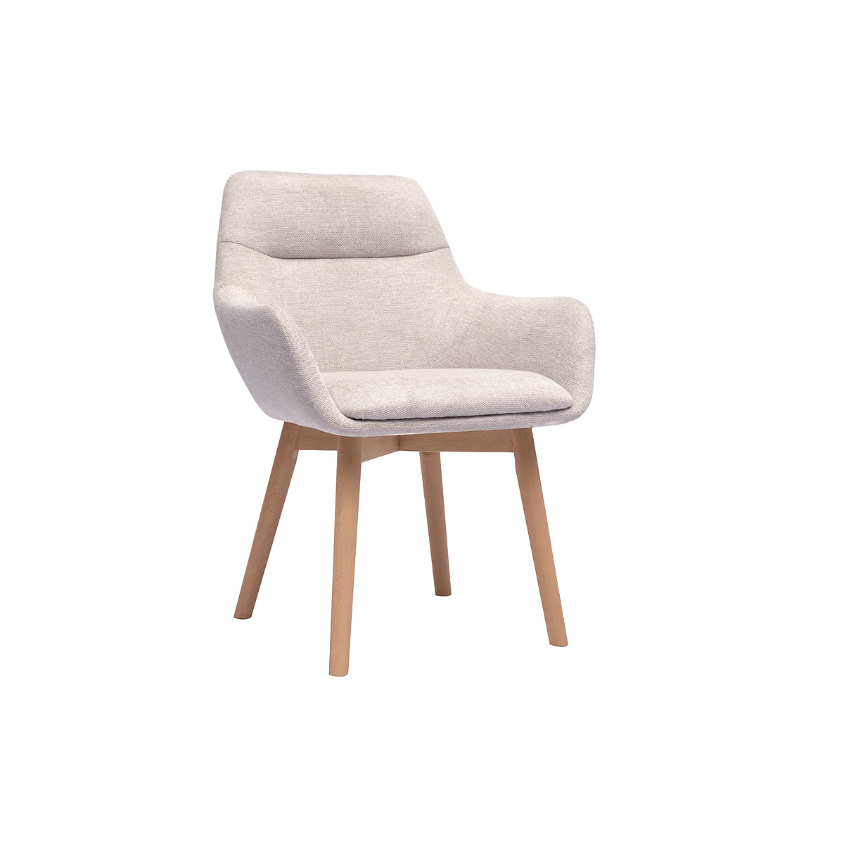 Chaises en tissu effet velours texturé beige et bois clair (lot de 2) ALESS