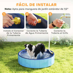 Piscina para Perros Plegable con Aspersor Bañera Portátil para Perros Medianos y Pequeños de plástico Antideslizante y Resistente al Desgaste para Interiores y Exteriores Ø100x30 cm Azul Claro