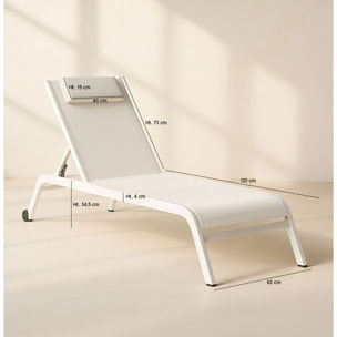 Lot de 2 chaises longues en acier inoxydable blanc NAPOLI