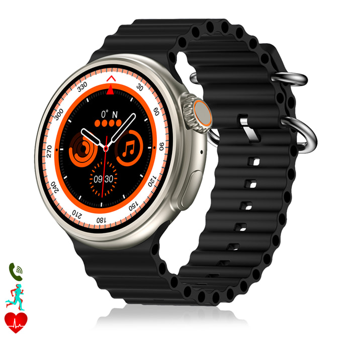 Smartwatch Z13 ULTRA con corona multifunzione intelligente, con 20 modalità sportive e monitor della salute. Con due cinturini in silicone.
