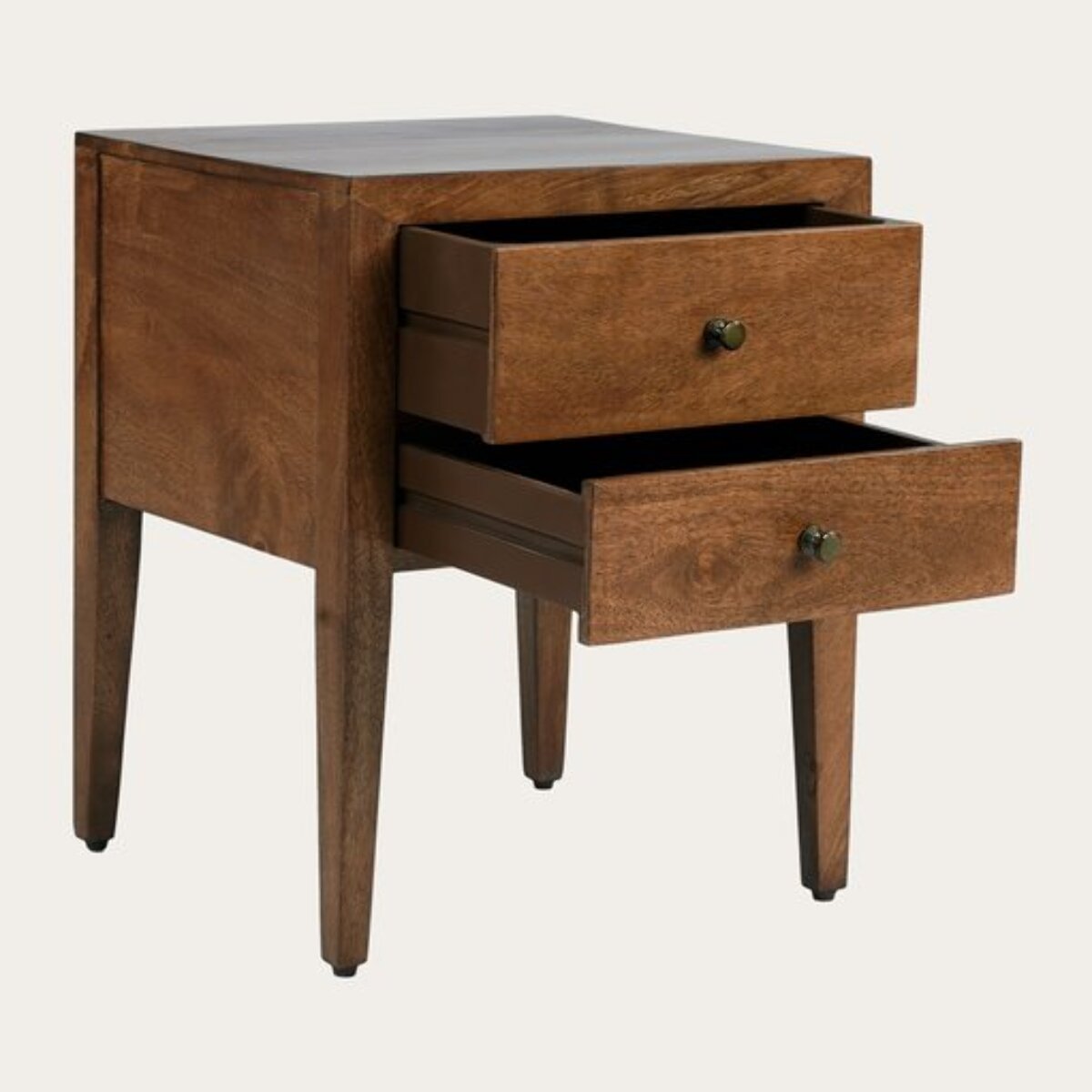 Table de chevet Pikasso -bois massif de mangue-couleur noyer 40 x 50 x 38 cm
