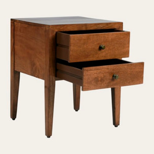 Table de chevet Pikasso -bois massif de mangue-couleur noyer 40 x 50 x 38 cm
