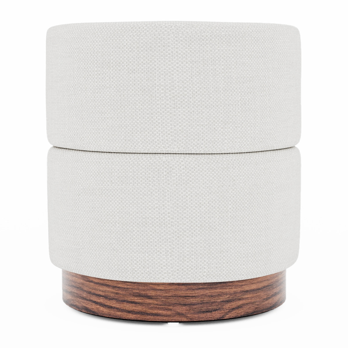 Auguste – Pouf cylindrique en tissu chenille blanc