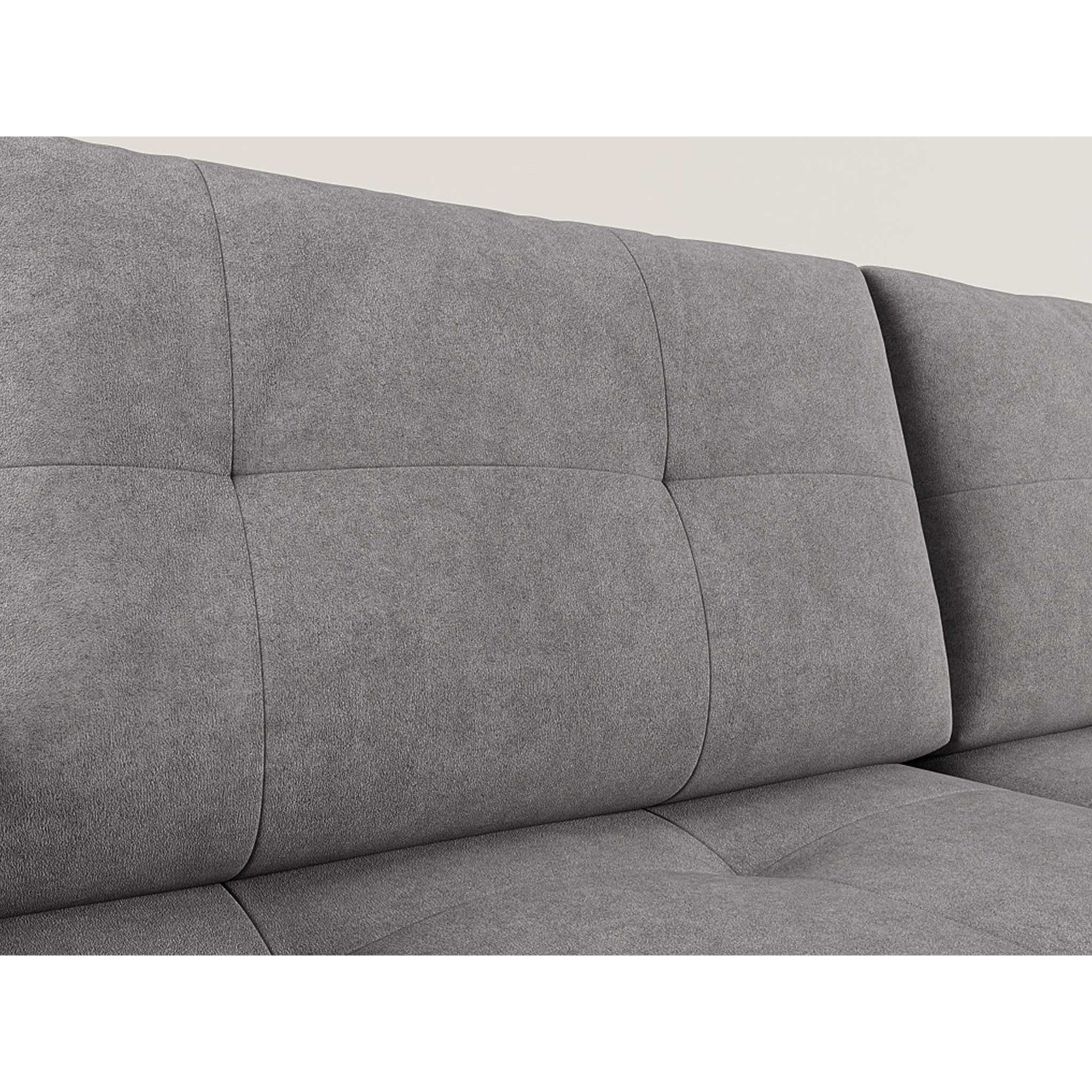 Bastian - canapé panoramique en U 7 places convertible avec coffre en velours texturé - Gris foncé