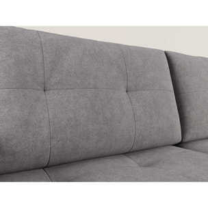 Bastian - canapé panoramique en U 7 places convertible avec coffre en velours texturé - Gris foncé