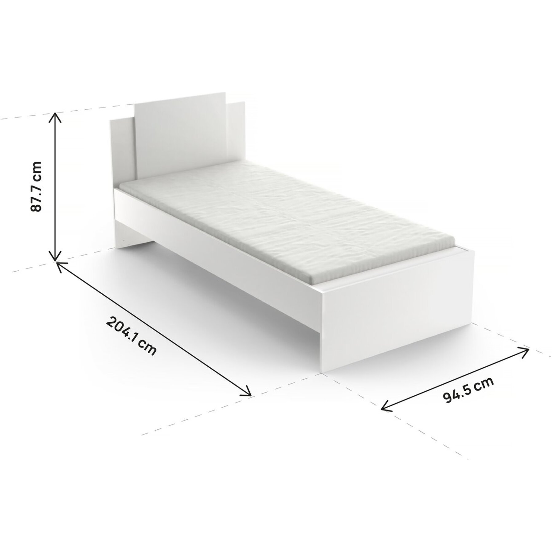 Lit enfant simple "Life" -  90 x 190/200 cm - Blanc