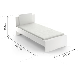 Lit enfant simple "Life" -  90 x 190/200 cm - Blanc