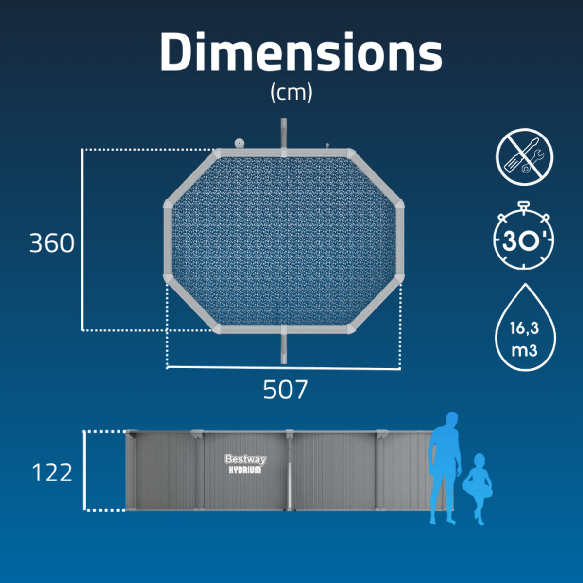 Bestway Piscine acier hors sol Ovale Hydrium 500 x 366 x 122 cm