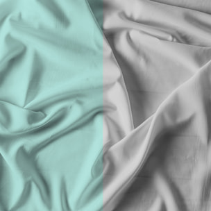 COMPLETO LETTO NATURAL COLOR, 100% Cotone, Made in Italy - ACQUA/GRIGIO CHIARO