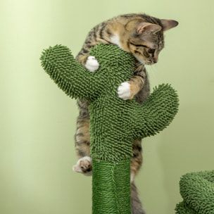 Árbol Rascador de Cactus para Gatos Altura 67 cm con Cama Caseta Poste Bola