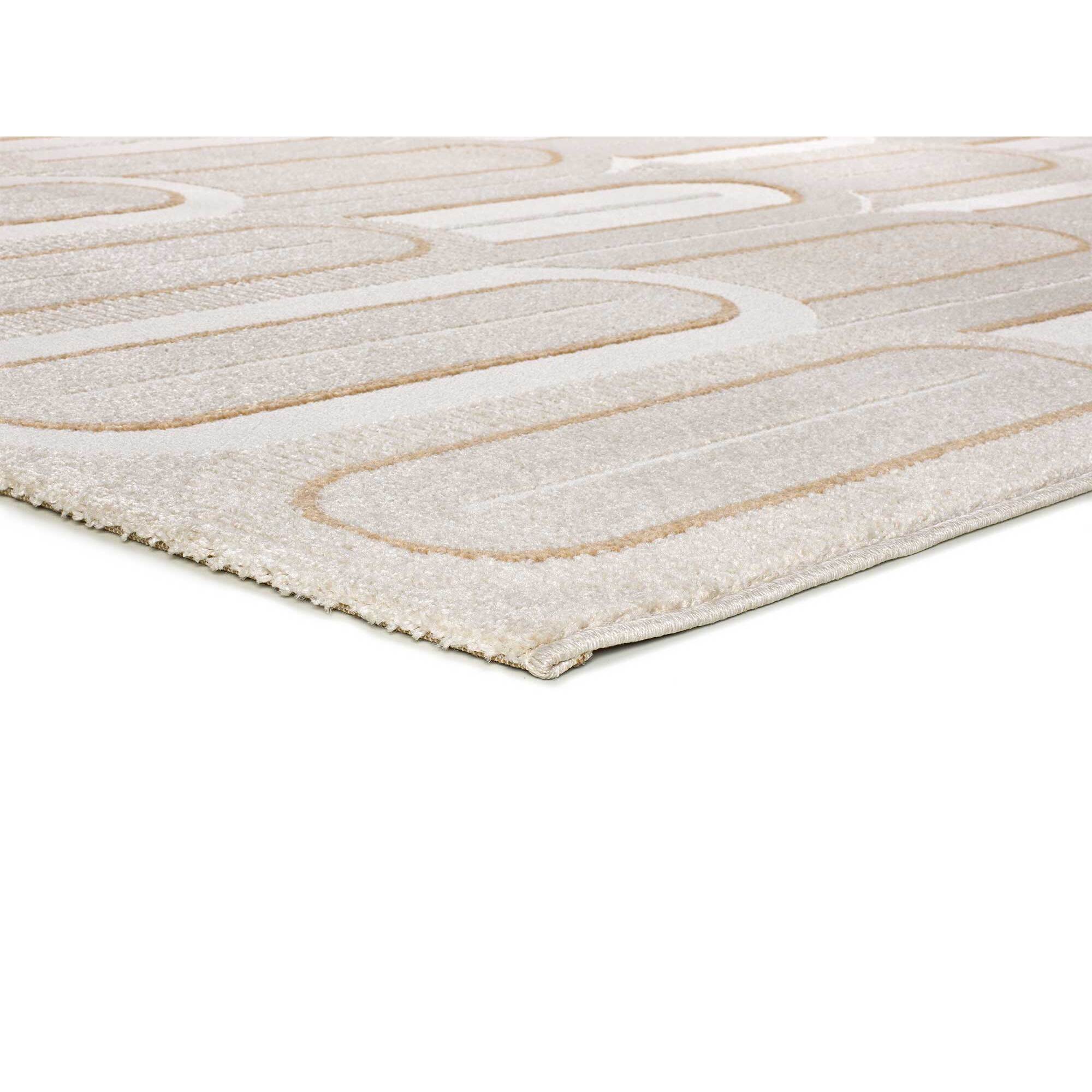 FLORA Alfombra geométrica con relieve en tonos beige, varias medidas disponibles