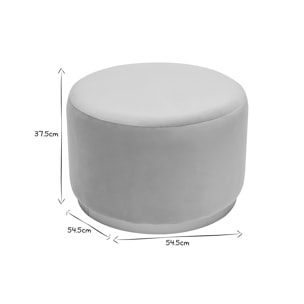 Pouf rond en velours taupe et métal doré D54 cm AMAYA