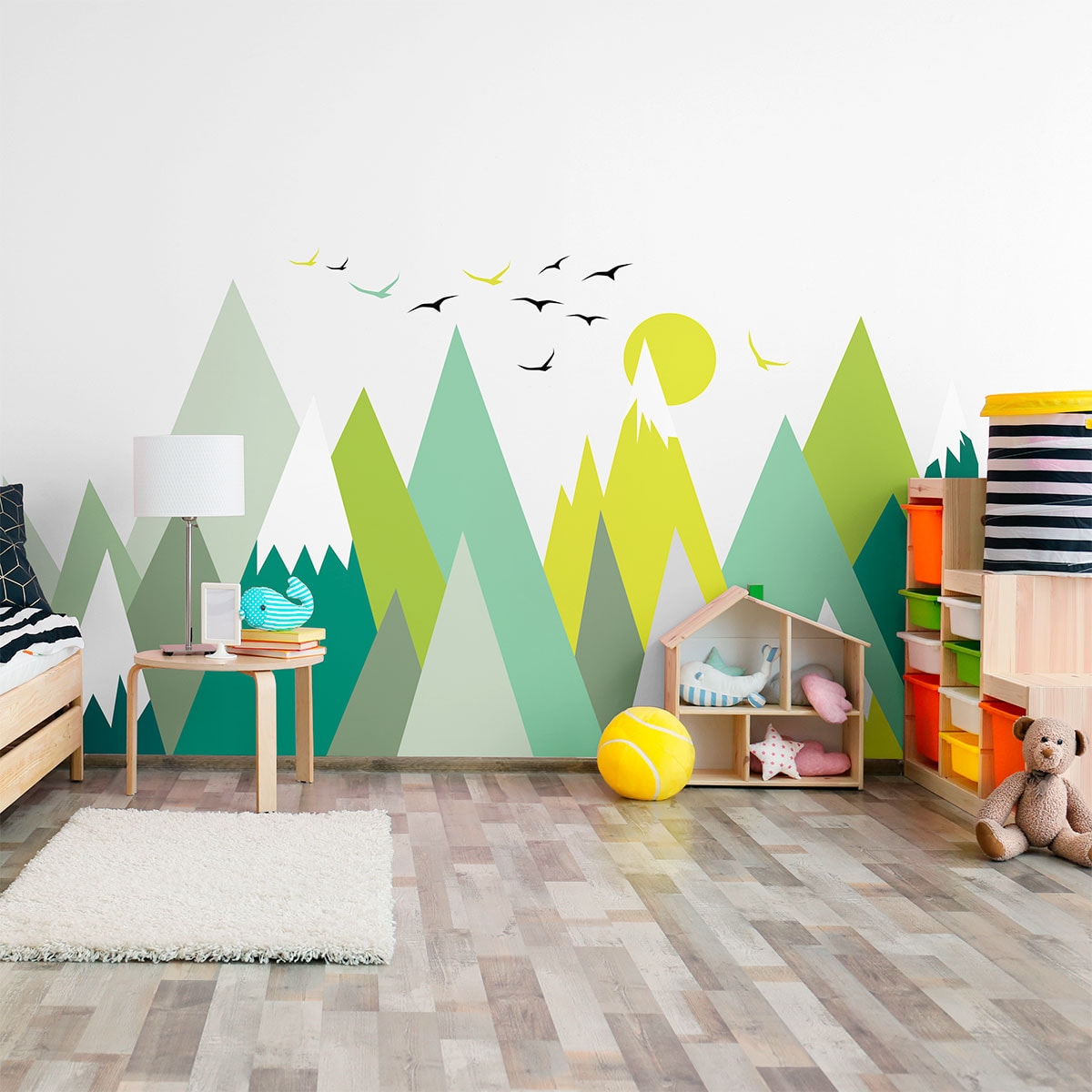 Stickers muraux enfants - Décoration chambre bébé - Autocollant Sticker mural géant enfant montagnes scandinaves LINCIKA