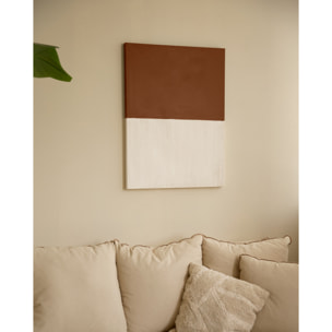 Cuadro teja y blanco decorativo sobre algodón con bastidor de madera pintado artesanalmente con pintura óleo en varias medidas