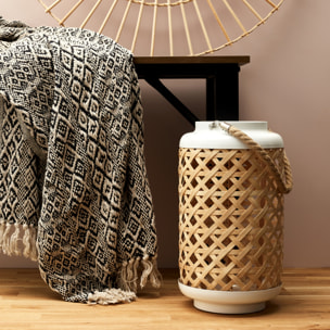 Lanterne Tressee Blanc H38.5cm