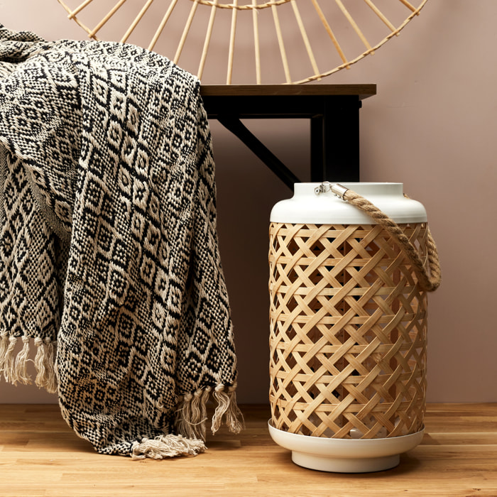 Lanterne Tressee Blanc H38.5cm