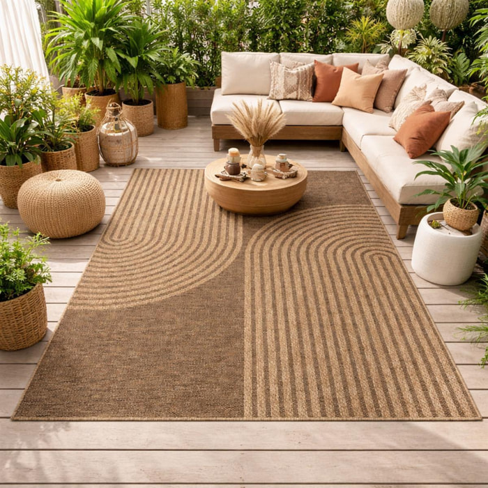 Tapis extérieur intérieur NOLIM 2 aspect jute motif arc-en-ciel