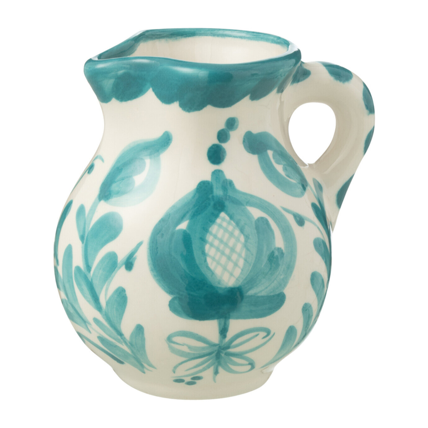 J-Line cruche Granada - céramique - blanc/aqua - small