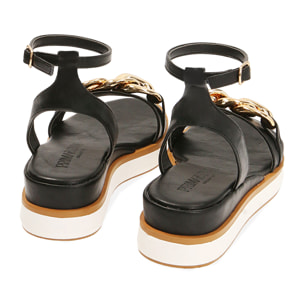 Sandalias negras, plataforma de 4,5 cm