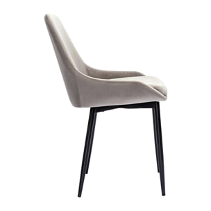 Chaises design en tissu velours taupe et métal noir (lot de 2) HOLO