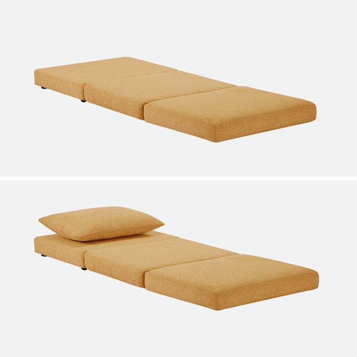 Chauffeuse matelas convertible moutarde tissu chenille 1 place Fold