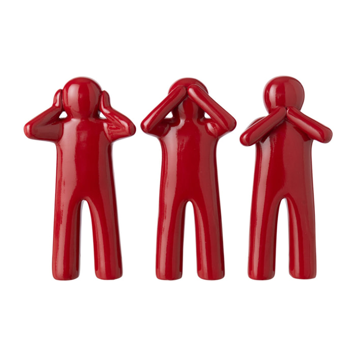 J-Line P’tit Maurice laqué - polyrésine - rouge foncé - small - assortiment de 3