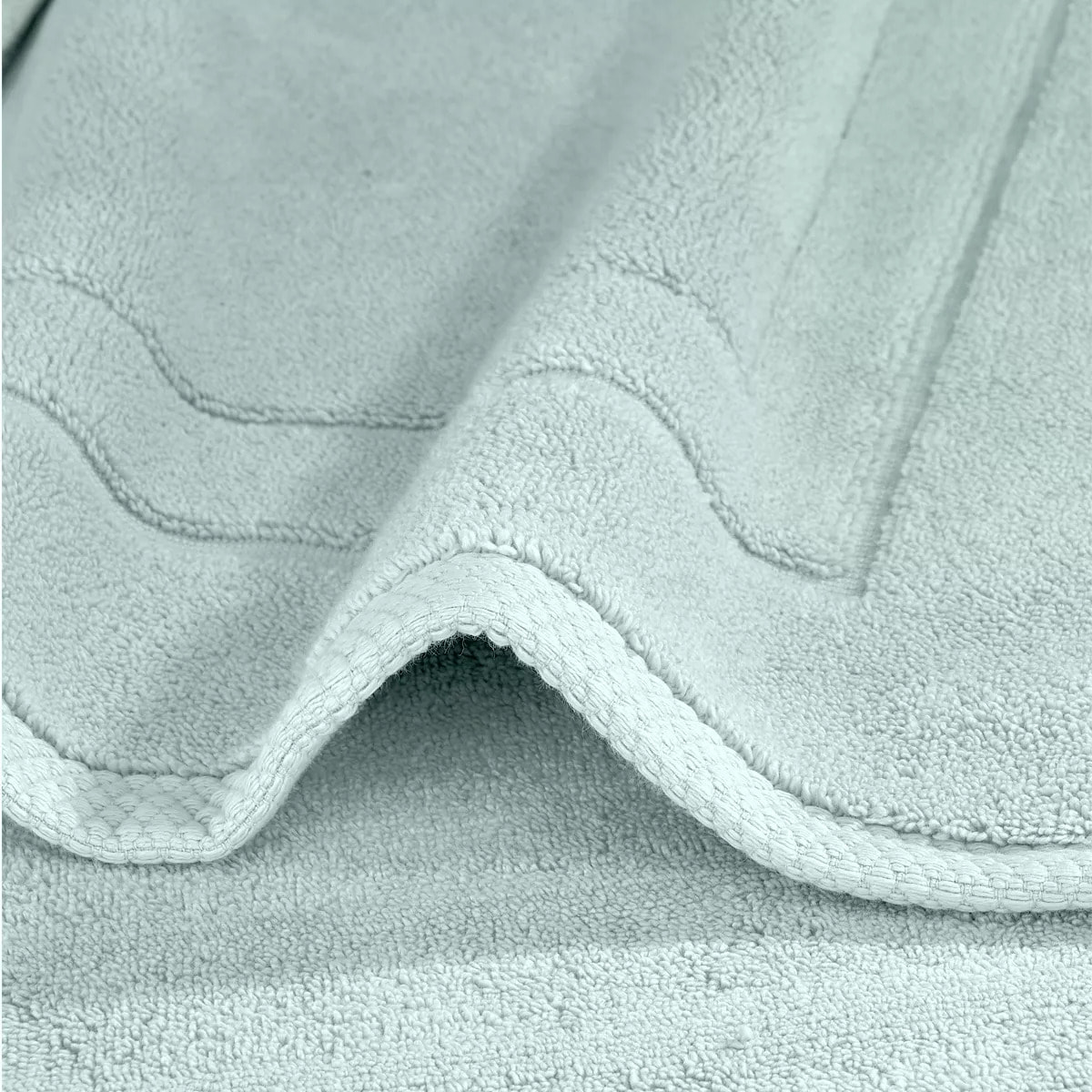 Tapis de bain pur coton 900 g/m² uni bleu Elea glacier