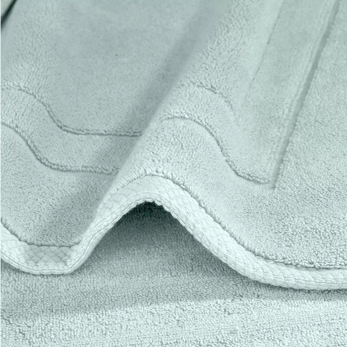 Tapis de bain pur coton 900 g/m² uni bleu Elea glacier