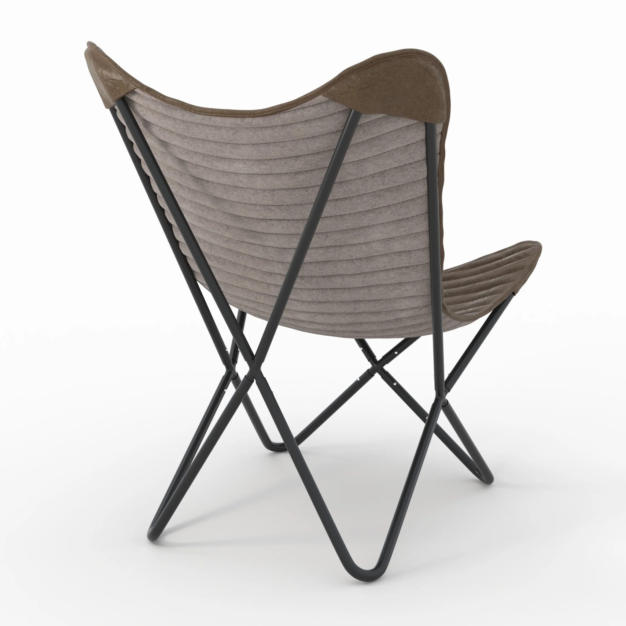 Fauteuil papillon en cuir de chèvre marron - Octave