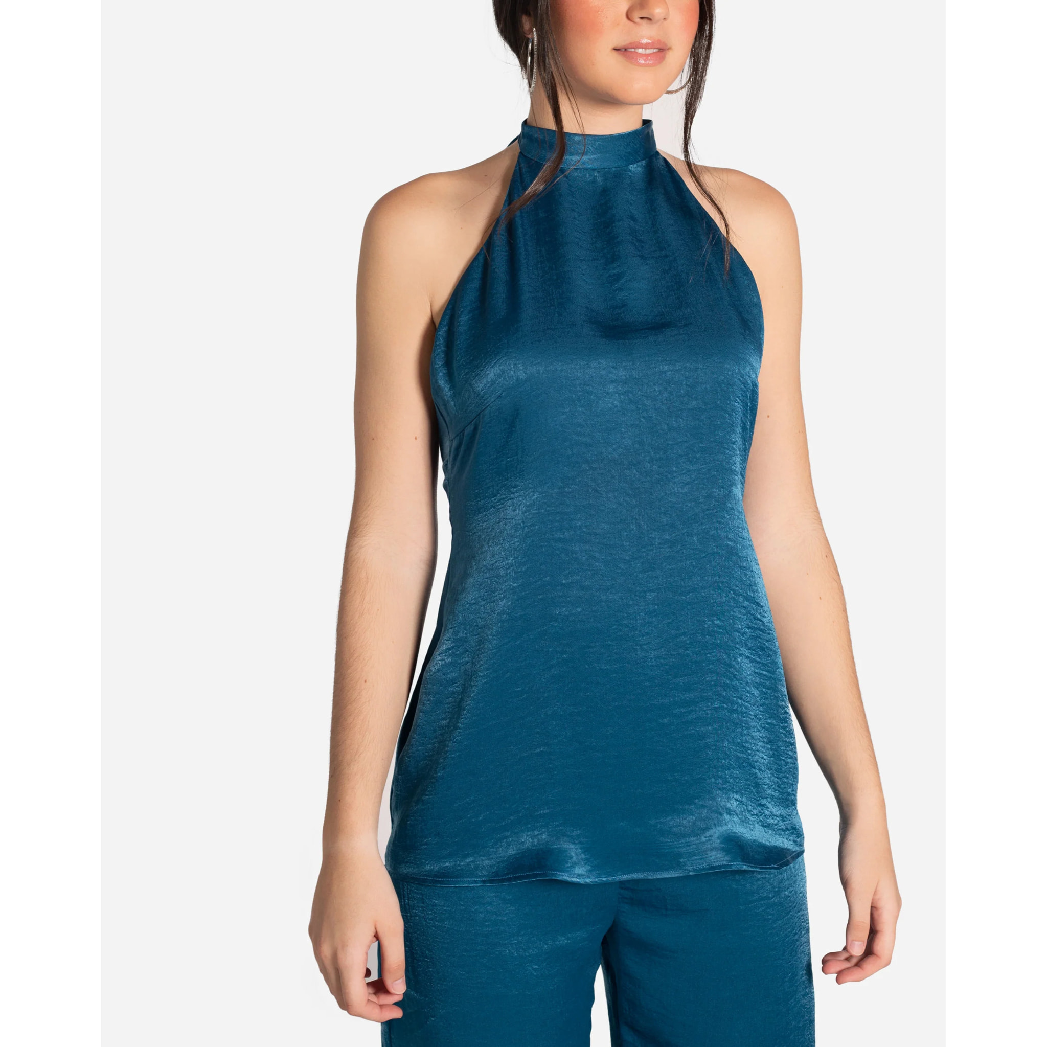 TOP HALTER SATIN · AZUL